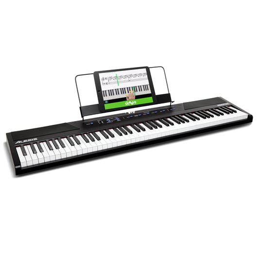 Alesis Recital - Piano Eléctrico digital con teclado de 88 Teclas Semi-contrapesadas full size, altavoces integrados y 5 voces premium