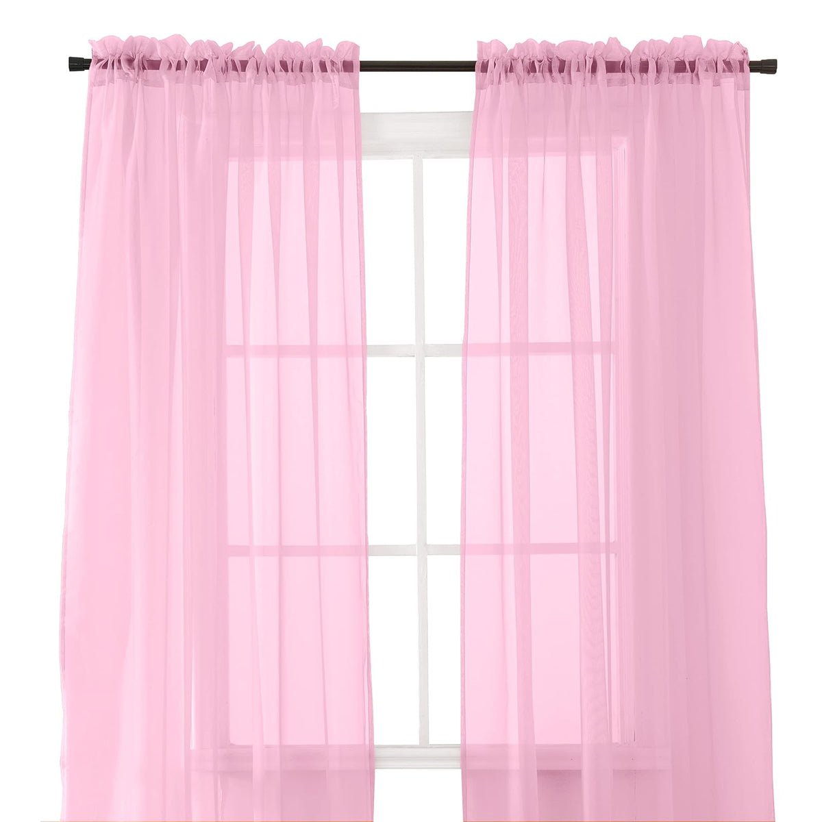 Elegant Comfort Cortinas Transparentes 2 Piezas, con Bolsillo para Barra - 101.6An x 213.4Al cm (1 Paneles) - Rosa empolvado