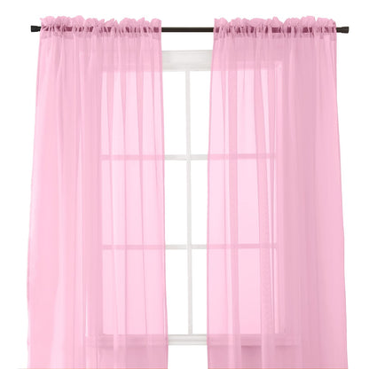 Elegant Comfort Cortinas Transparentes 2 Piezas, con Bolsillo para Barra - 101.6An x 213.4Al cm (1 Paneles) - Rosa empolvado