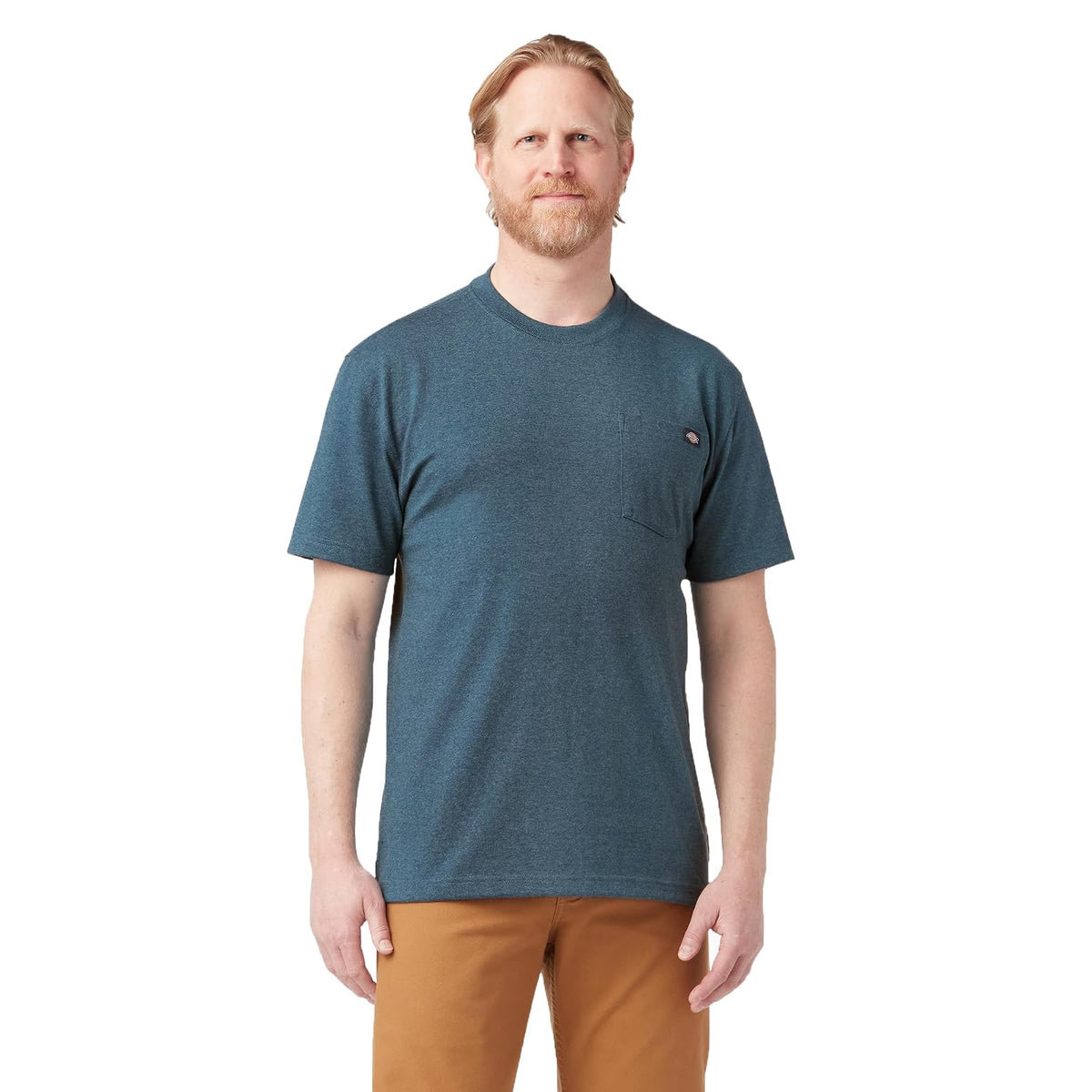 Dickies Playera de Manga Corta Cuello Redondo Heavyweight para Hombre - XXL Alto - Azul Báltico Heather