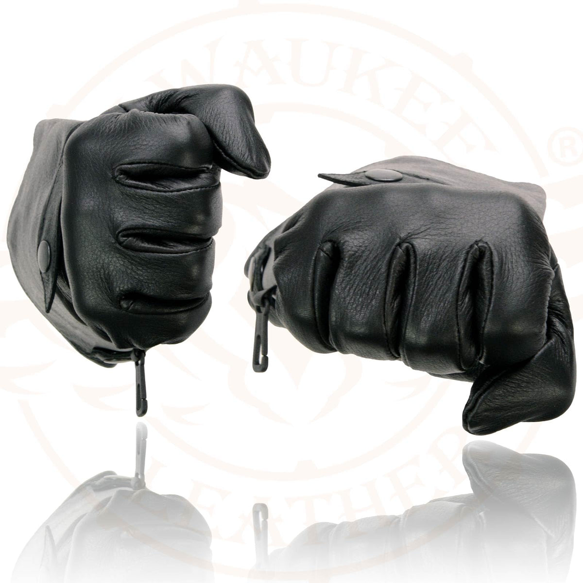 Milwaukee Guantelete de piel para motocicleta, guantes de mano para hombre, piel negro, cierre a presión, forro térmico-SH264, talla XXL