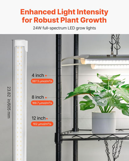 VEVOR Estante para plantas DIY con luces de cultivo, soporte para plantas de interior de 180 cm de alto con ruedas, luces de cultivo de espectro completo de 192 W y 5000 K, soporte para macetas