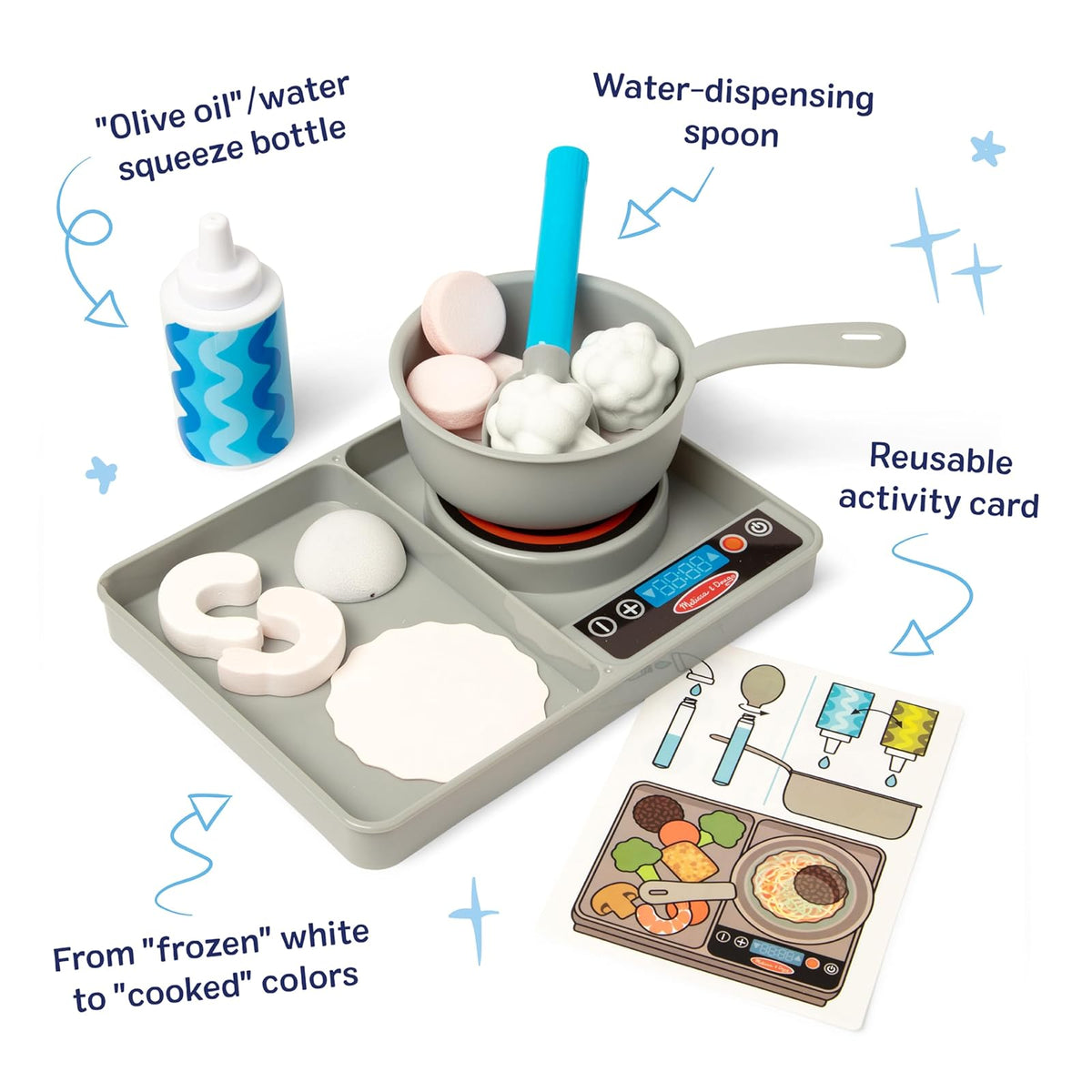 Melissa & Doug Saltear y Revolver en Estufa Juego con Water Wow! Colorear Revela con Agua, Comida de Juguete para niños 3+