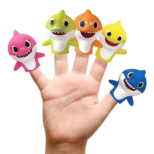 Nickelodeon Baby Shark - Juego de Marionetas de Dedos de 5 Piezas, Recuerdos de Fiesta, educativos, Juguetes de baño, Hora de Cuentos, Juguetes de Playa, Tiempo de Juego, 5 Unidades (Paquete de 1)