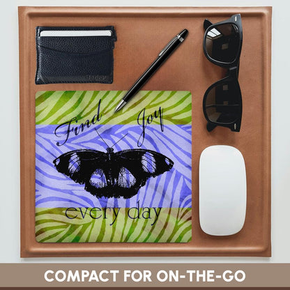 3dRose 8 x 8 x 0.25 Inches Mouse Pad, Find Joy Every Day Zebra Print Butterfly - Inspirational Art (mp_63401_1)