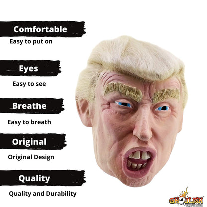 Máscara con Cabello de Presidente de USA, Máscaras de Personajes Famosos Ideal para Disfraz de Halloween