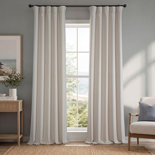 HPD Half Price Drapes - Cortinas de Lino sintético para Sala de Estar (1 Panel), 50 de Ancho x 96 de Largo, Cortinas texturizadas para oscurecer la habitación para recámara, 96 Pulgadas de Largo