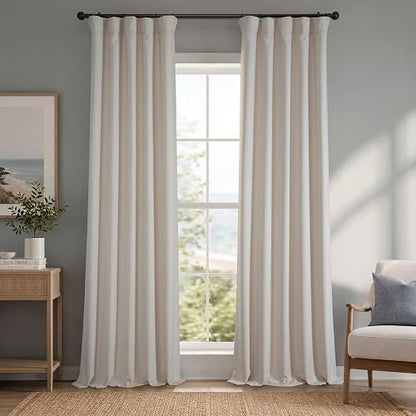 HPD Half Price Drapes - Cortinas de Lino sintético para Sala de Estar (1 Panel), 50 de Ancho x 96 de Largo, Cortinas texturizadas para oscurecer la habitación para recámara, 96 Pulgadas de Largo
