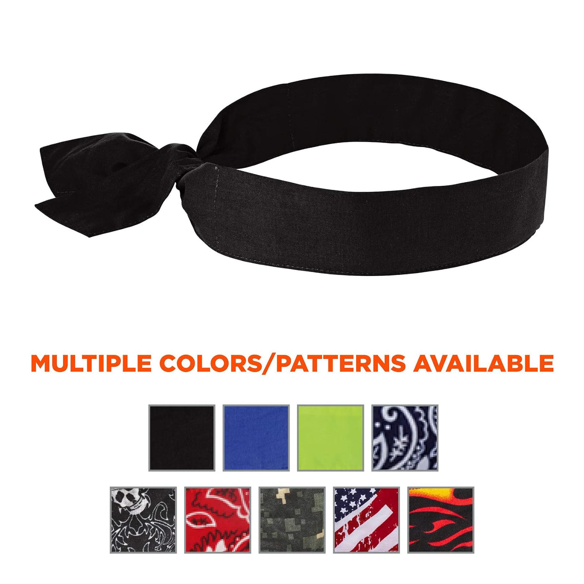 Ergodyne Chill Its 6700 - Bandana de enfriamiento, cristales de polímero evaporativo para alivio de enfriamiento, corbata para ajuste ajustable, paquete de 6, color negro