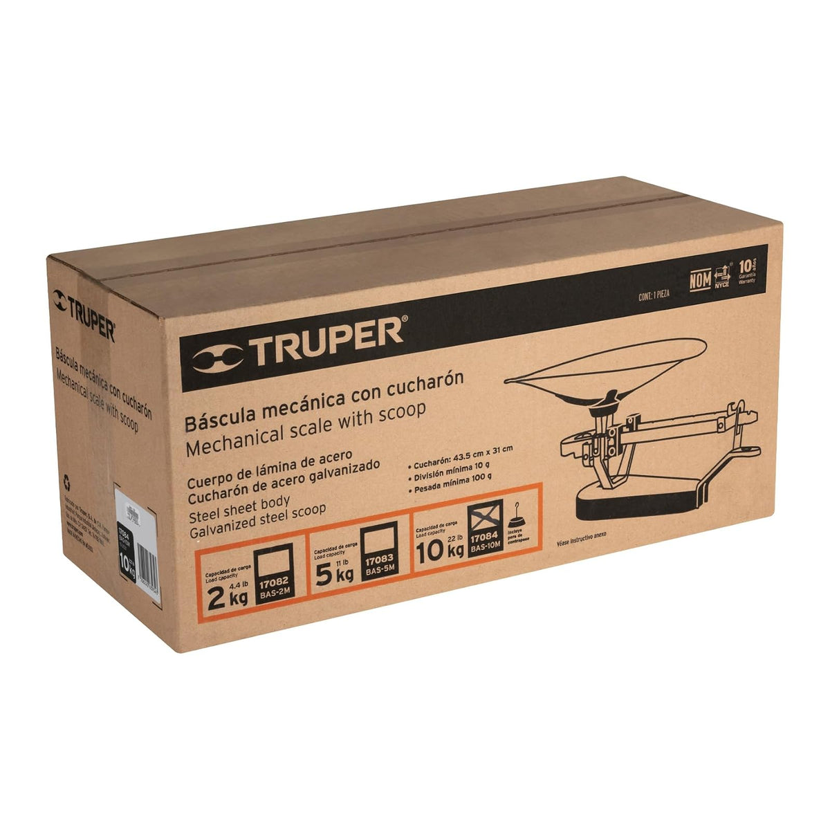 Truper BAS-10M, Báscula mecánica con cucharón de 10 kg
