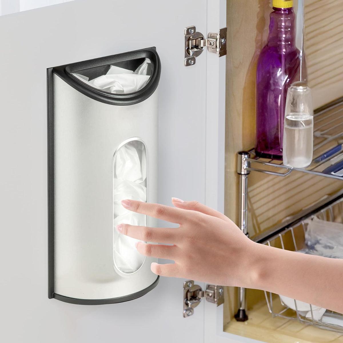Honey-Can-Do Dispensador De Bolsas De Plástico Y Basura Acero Inoxidable Mediano