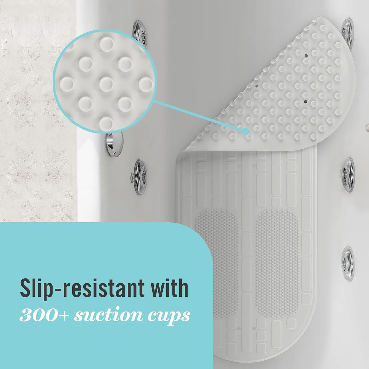 Medline Martha Stewart - Alfombrilla de baño con Microban resistente al moho, resistente al moho para tina, ducha, tina, baño, antideslizante
