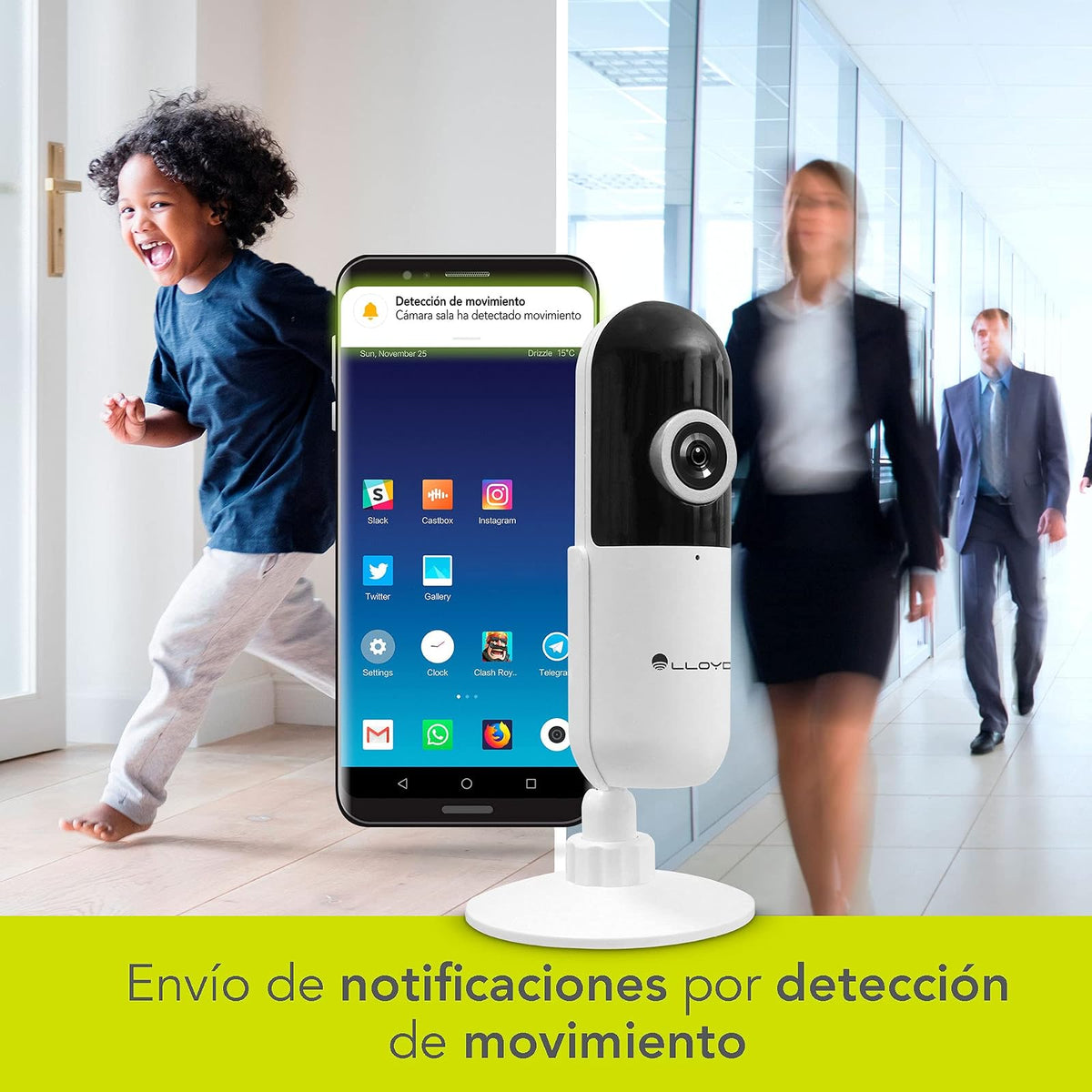 Lloyd's Set 2 Cámaras IP WiFi p/Interior 1080P Audio 2 vías Compatible Alexa