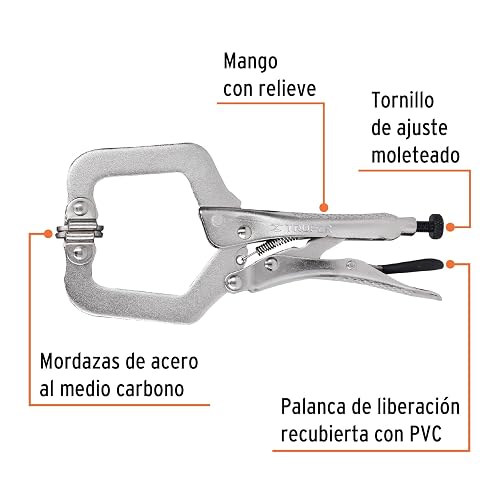 Truper PPC-6R, Pinza de presión tipo "C" de 6", con mordaza autoajustable