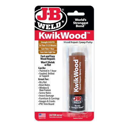 J-B Weld KwikWood Masilla Epóxica para Reparar Madera - 1 Onza