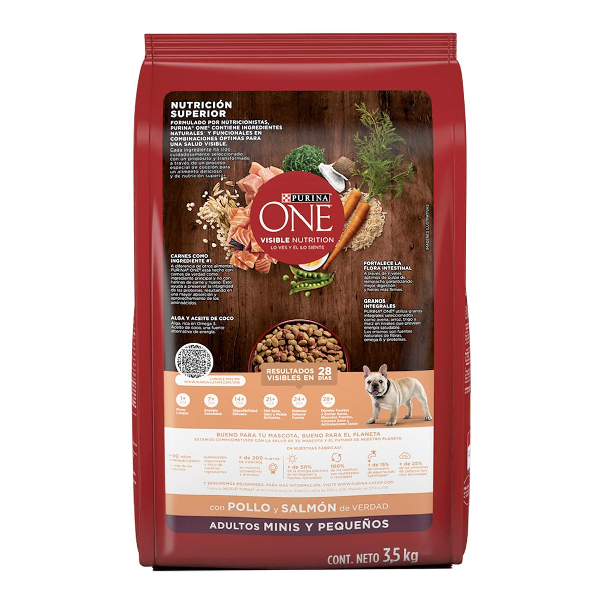 Purina One Adulto Minis y Pequeños Sabor Pollo y Salmón 3.5Kg