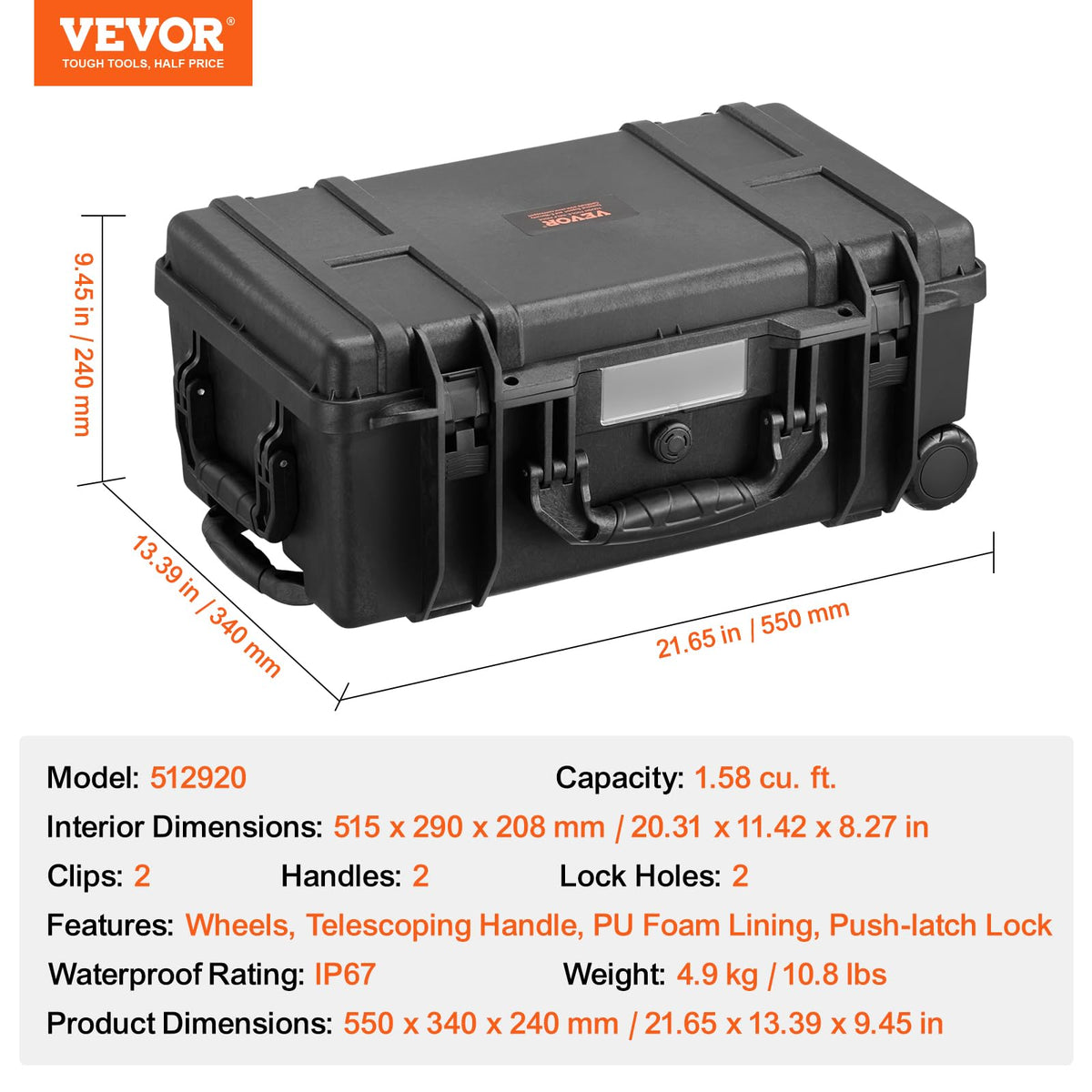 VEVOR - Funda rígida resistente a la intemperie