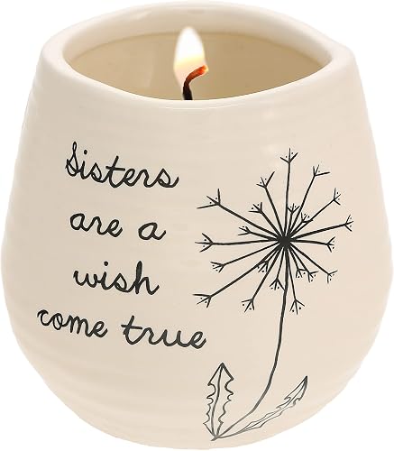 Pavilion Gift Company Plain Dandelion Sisters are a Wish Come True - Vela aromática de soja de cerámica amarilla