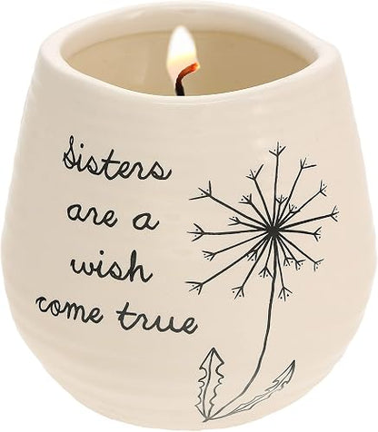 Pavilion Gift Company Plain Dandelion Sisters are a Wish Come True - Vela aromática de soja de cerámica amarilla