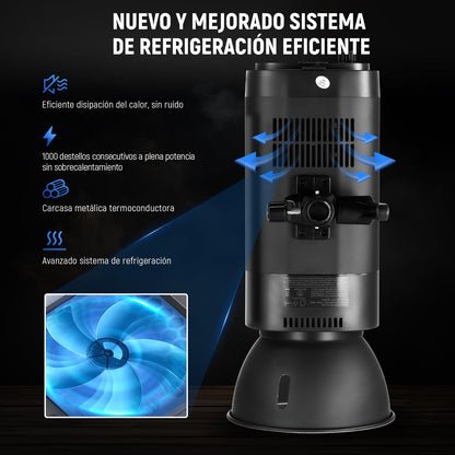 NEEWER S102-400W Pro Fash Luz Strobe con Disparador 2.4G, 400Ws GN62 5600K con 30W Lámpara de Modelar LED Reflector Montaje Bowens Modo S1/S2 Ventilador para Fotografía Productos,Compatible con QPRO