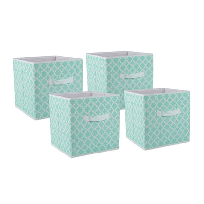 DII Contenedores plegables de tela para guarderías, oficinas, armarios, decoración del hogar, organizadores en cubo y necesidades de almacenamiento diarias, (grande, 27.9 x 27.9 x 27.9 cm), entramado gris, juego de 2, Set de 4, aguamarina, (Lattice Aqua),