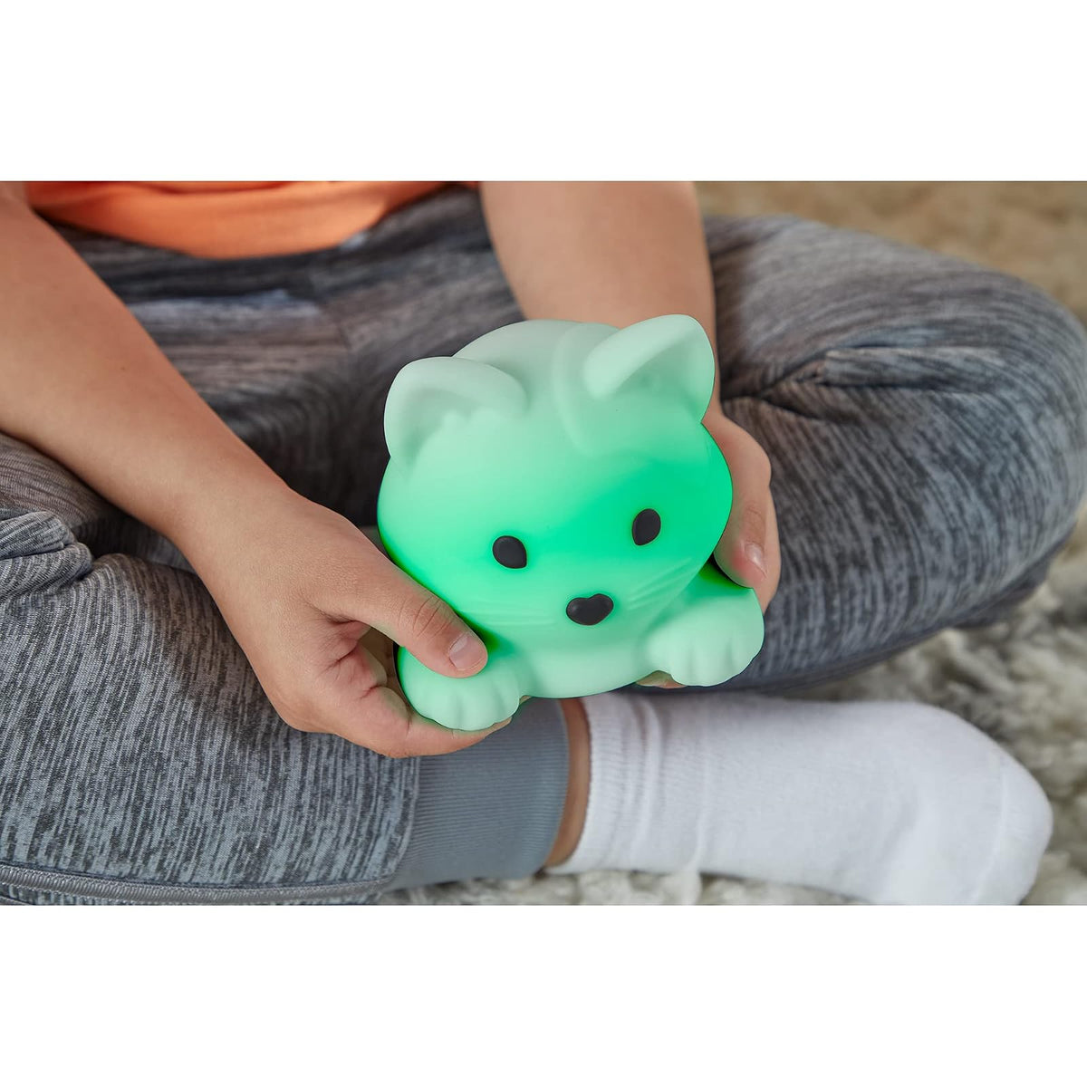 hand2mind Luna The Calming Kitty, Learn Deep Breathing, Rechargeable Animal Night Light, Kids Anxiety Relief, Mindfulness for Kids, Calm Down Corner Supplies, Social Emotional Learning Activities