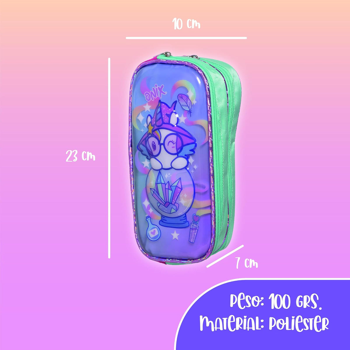 Ruz Lapicera Doble Infantil y Preescolar | Onix | 100% Poliéster | Bolso Organizador para Niños con Bolsillos Separados y Cierre de Cremallera | Recomendado desde 3 años