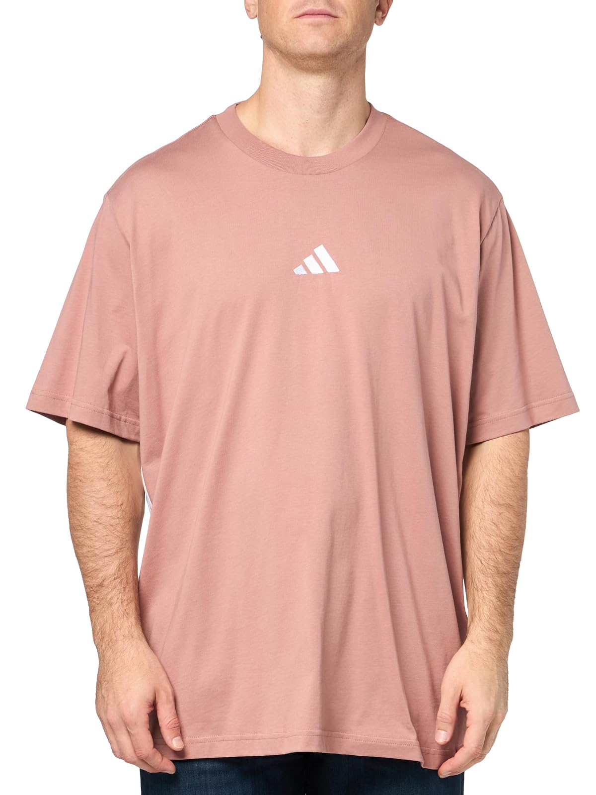 Adidas Essentials - Playera Deportiva de 3 Rayas para Hombre - XL - Arcilla cálida - Blanco