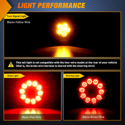 Nilight TL-183 Luz Trasera Redonda de 4 Pulgadas, 2 Unidades, 16 LED Rojo/Ámbar, IP67 para Camión/Remolque