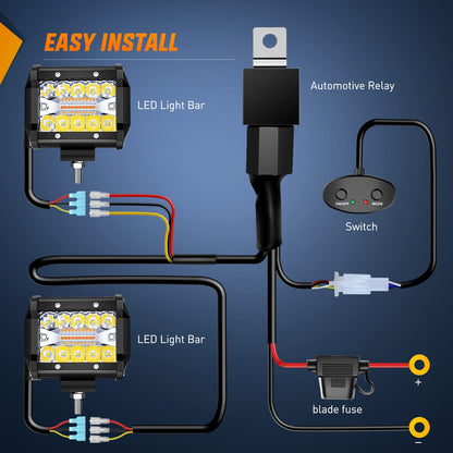 Nilight - 2 cápsulas LED de 4 pulgadas y 60 W, barra de luz blanca ámbar, luz estroboscópica, 6 modos, función de memoria, todoterreno, camión, ATV, SUV, cabina, barco con kit de arnés de cableado de 16 AWG, 2 cables, 2 años de garantía