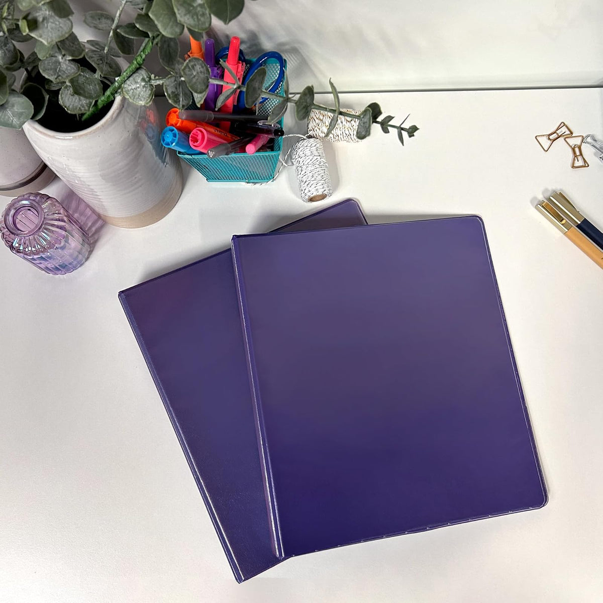 Samsill Fashion - Carpeta de 3 anillas, color durable, Paquete de 2, Púrpura, 1 pulg.