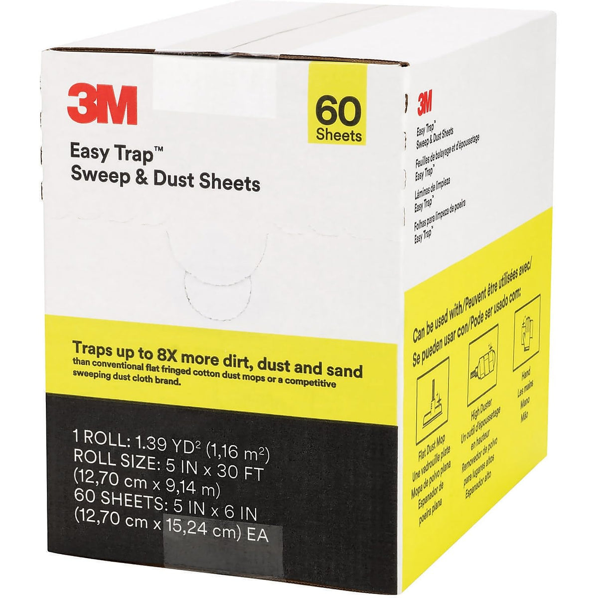 3M Easy Trap - Hojas de barrido y polvo, hojas de 5 x 6 pulgadas, 60 hojas/rollo