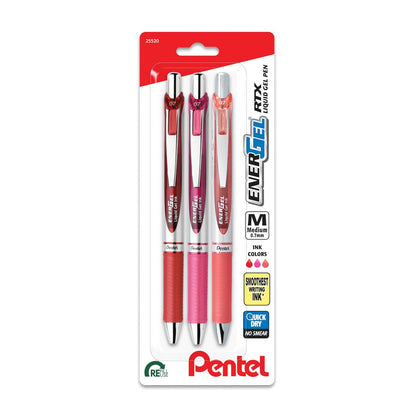 Pentel EnerGel RTX Bolígrafo Retráctil de Gel Líquido 0.7 mm, Paquete de 3 - 1 Count (Pack of 3) - Diario