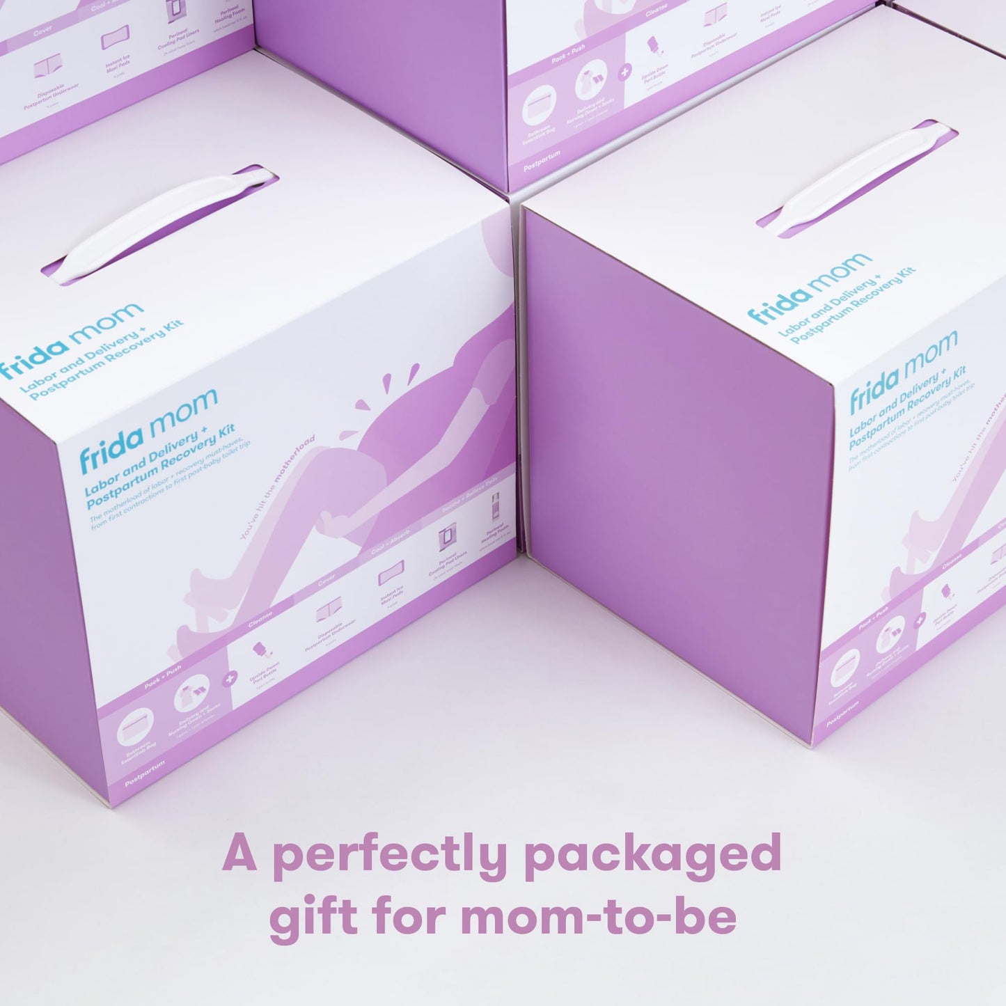 Frida Baby - Kit de embalaje Frida Mom Hospital para trabajo de parto, parto y posparto | bata de lactancia, calcetines, biberón, ropa interior desechable, maxi almohadillas de hielo
