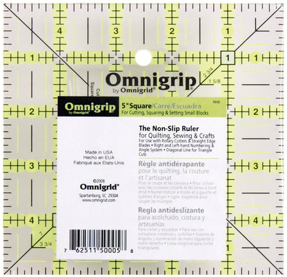 Omnigrid Regla de Acolchado Antideslizante - Cuadrado - 12.70cm (5") x 12.70cm (5")