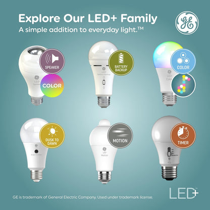 GE LED+ - foco LED para altavoz que cambia de color con mando a distancia, luz diurna y multicolor, foco estándar A21 (paquete de 1)