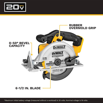 DEWALT Sierra Circular 6-1/2 Pulgadas 20V MAX* (Solo herramienta) DCS391B