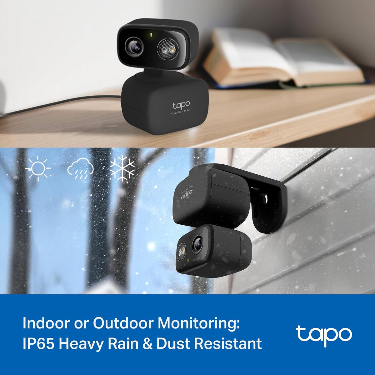 Tapo - Cámara de Seguridad para Interiores y Exteriores, 2K de 3 megapíxeles, detección y Seguimiento de gritos de Persona/bebé, visión Nocturna de 360°, Almacenamiento SD/Nube, Funciona con Alexa y