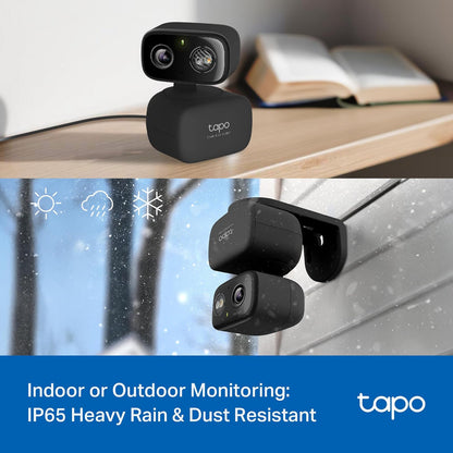Tapo - Cámara de Seguridad para Interiores y Exteriores, 2K de 3 megapíxeles, detección y Seguimiento de gritos de Persona/bebé, visión Nocturna de 360°, Almacenamiento SD/Nube, Funciona con Alexa y