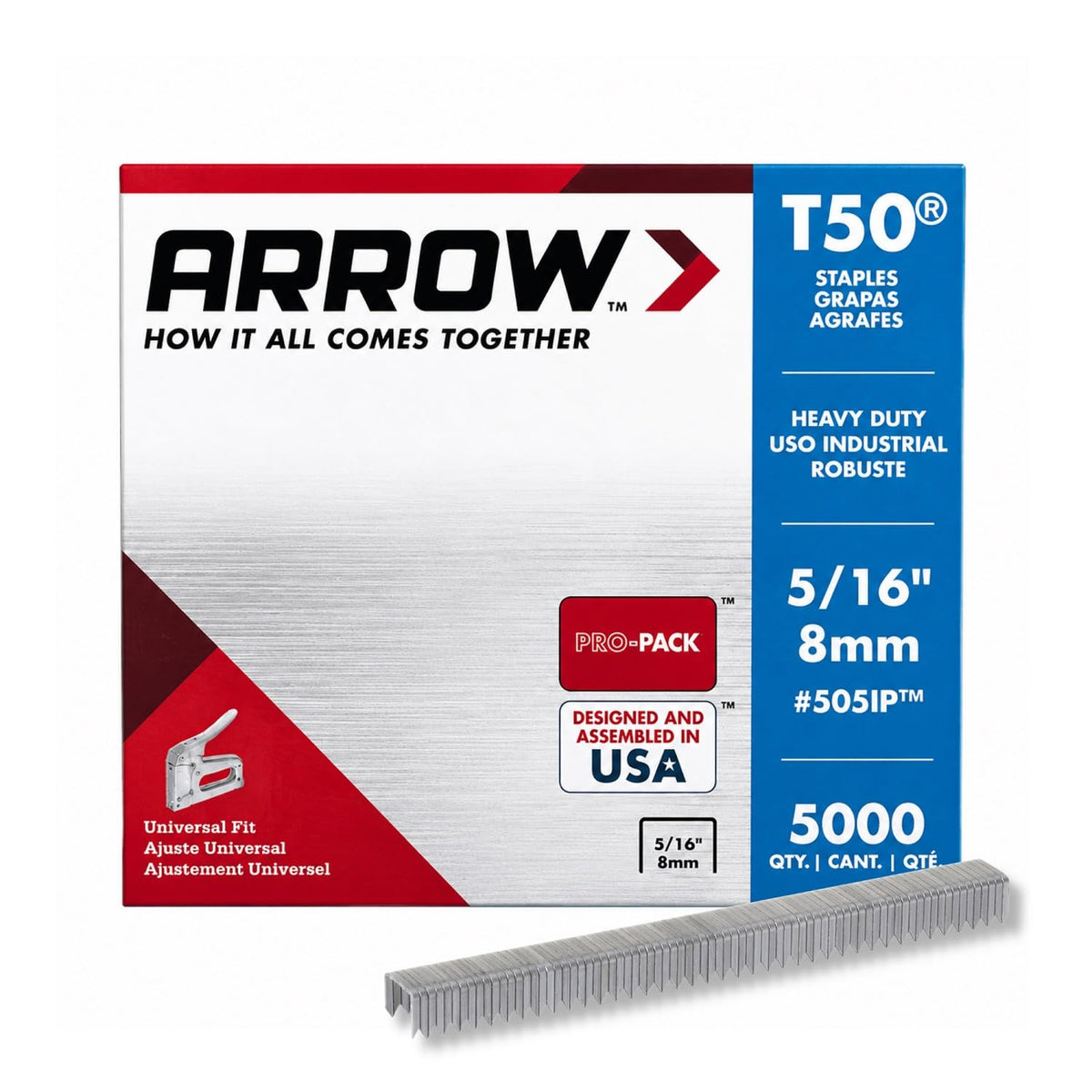 Arrow Fastener Grapas T50 para Engrapadora, Corona 3/8" - 8 mm
