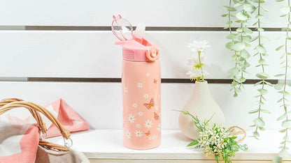 Zak Designs - Botella de agua para viajes y en casa, 19 onzas aislada al aspiradora de acero inoxidable con tapa de boquilla de bloqueo, bucle de transporte integrado, diseño a prueba de fugas