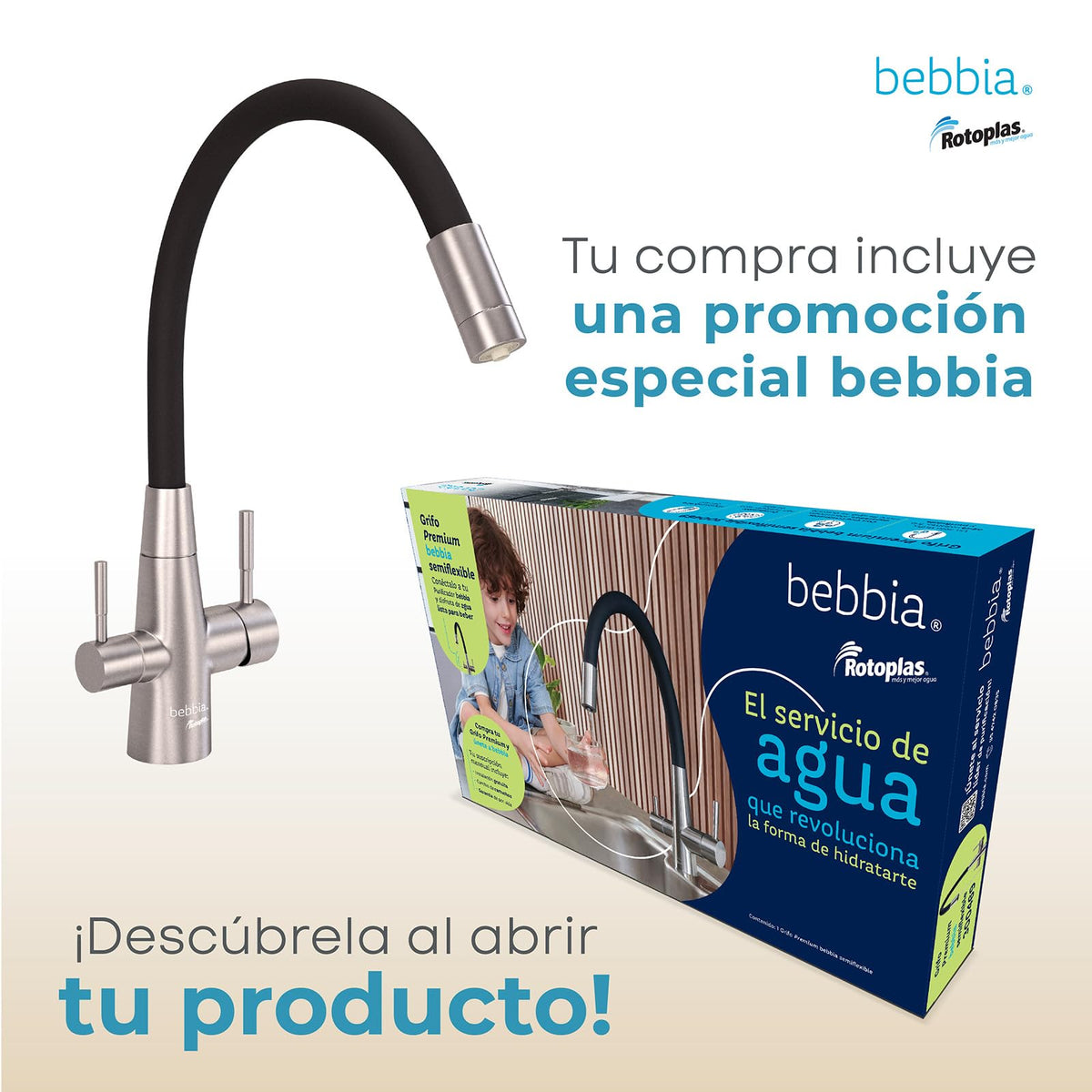ROTOPLAS BEBBIA GRIFO PARA COCINA BEBBIA 3 VÍAS PARA AGUA PURIFICADA (SEMIFLEXIBLE)
