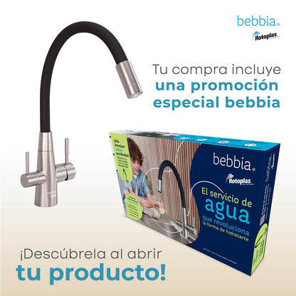 ROTOPLAS BEBBIA GRIFO PARA COCINA BEBBIA 3 VÍAS PARA AGUA PURIFICADA (SEMIFLEXIBLE)
