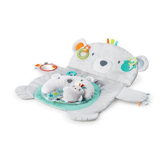 Bright Starts Tummy Time Prop & Play - Gimnasio de Actividades de Oso Polar para bebé, Espejo, sonajero y Otros Juguetes incluidos, a Partir de recién Nacidos