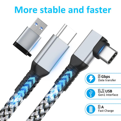 Cable Link VR de 16 pies compatible con Meta Oculus Quest 2/Quest 3/Pro Pico, accesorios trenzados de nailon y juegos de PC Steam VR, cable USB 3.0 de transferencia de datos tipo C, para auriculares VR
