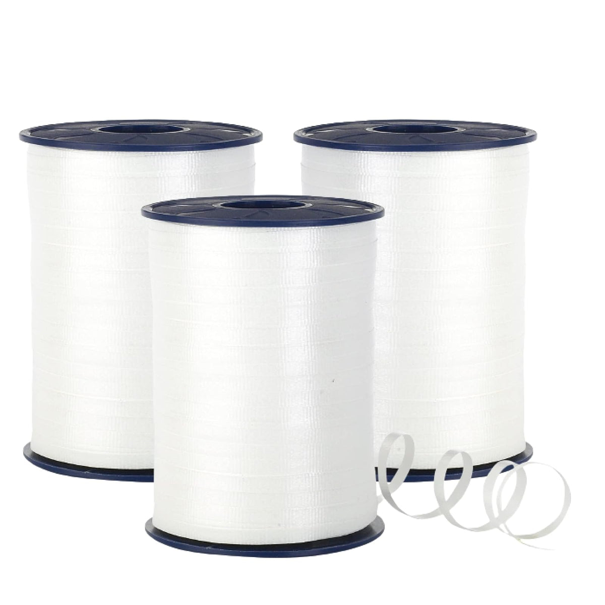 Morex Ribbon 253/5-600 Cinta rizadora prensada de 3/16 Pulgadas x 500 Yardas (Paquete de 3) para Envolver Regalos, Blanco Nieve, Decoraciones de cumpleaños, Regalos de Fiesta para niños y Adultos,