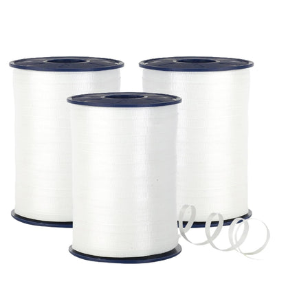 Morex Ribbon 253/5-600 Cinta rizadora prensada de 3/16 Pulgadas x 500 Yardas (Paquete de 3) para Envolver Regalos, Blanco Nieve, Decoraciones de cumpleaños, Regalos de Fiesta para niños y Adultos,