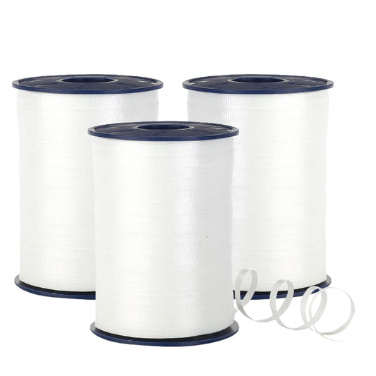 Morex Ribbon 253/5-600 Cinta rizadora prensada de 3/16 Pulgadas x 500 Yardas (Paquete de 3) para Envolver Regalos, Blanco Nieve, Decoraciones de cumpleaños, Regalos de Fiesta para niños y Adultos,