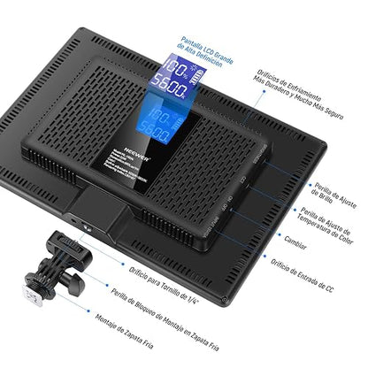 NEEWER NL-192AI Kit 2 Paneles LED de Video 13" con Trípodes | Bi Color, Regulables, Batería 4000mAh, 3200K-5600K, CRI97+, USB, para Estudio, Streaming y YouTube, Negro