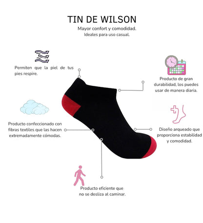Wilson 20 Piezas Tin para Dama, color Negro/Fiusha, S/Felpa, Talla Unica, B1038